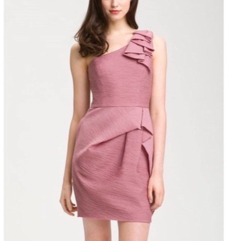 BCBG Audrey Pink One-Shoulder Dress